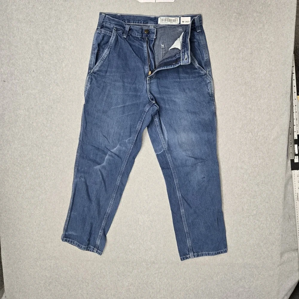 Carhartt Men Jeans 32X28 Blue Denim Carpenter B33 Dungaree READ